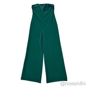 MILLY Brooke Strapless Wide Leg Jumpsuit Emerald Green Size 8 Made in USA‎ NWT